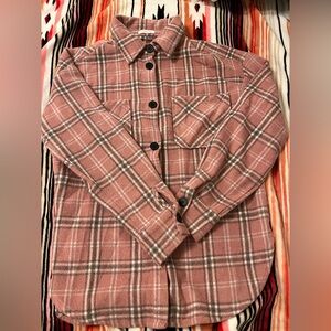 Pink Lily Women's Pink Plaid Button-Down Shirt Jacket